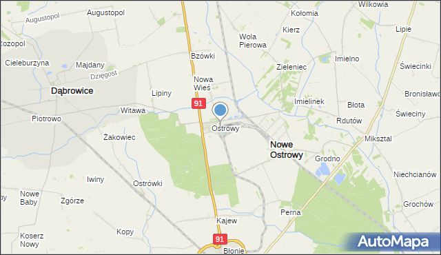 mapa Ostrowy-Cukrownia, Ostrowy-Cukrownia na mapie Targeo